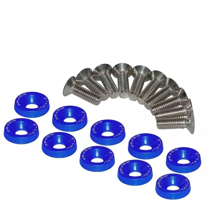 10 Schrauben M6X16 mit Unterlagscheiben blau