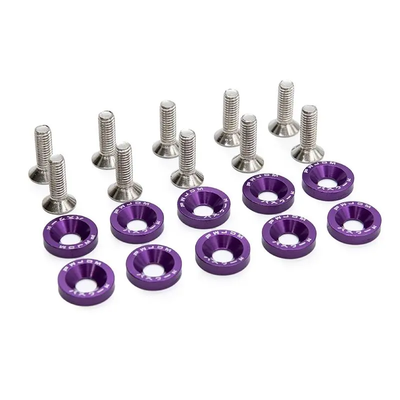 10 Schrauben M6X16 mit Unterlagscheiben lila