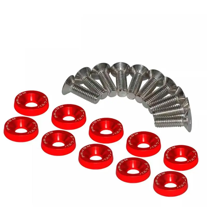 10 Schrauben M6X16 mit Unterlagscheiben rot