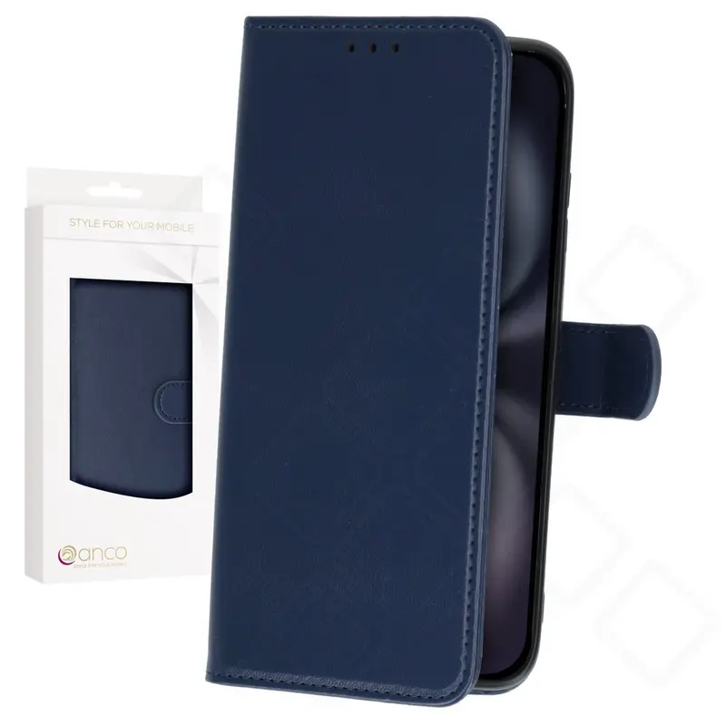 anco Basic Bookcase für Apple iPhone 16 – Blau