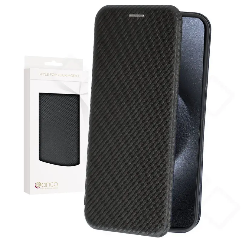 anco Bookcase Carbon Optic für Apple iPhone 15 Pro Max