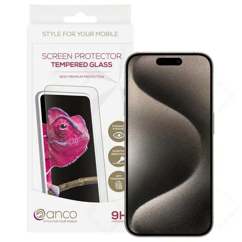 anco Panzerglas für Apple iPhone 15 Pro – Fullscreen 9H, Schwarz