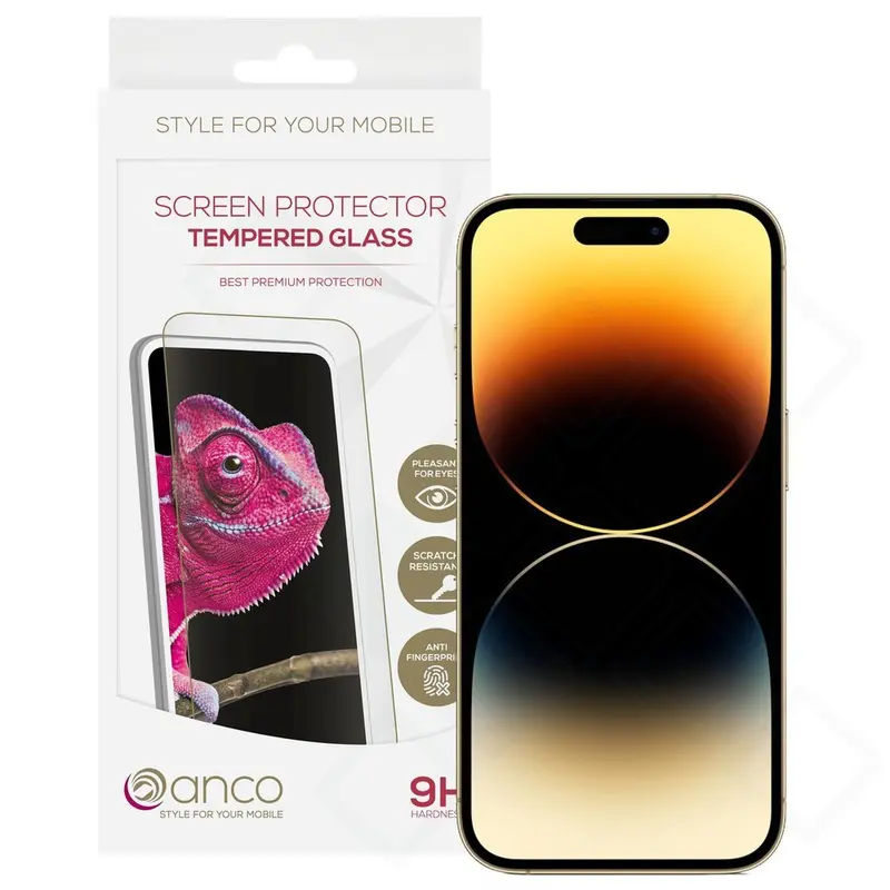 anco Tempered Glass Fullscreen für Apple iPhone 14 Pro – Schwarz