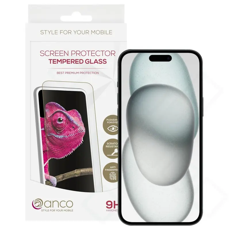 anco Tempered Glass Fullscreen für Apple iPhone 15 Plus – Schwarz