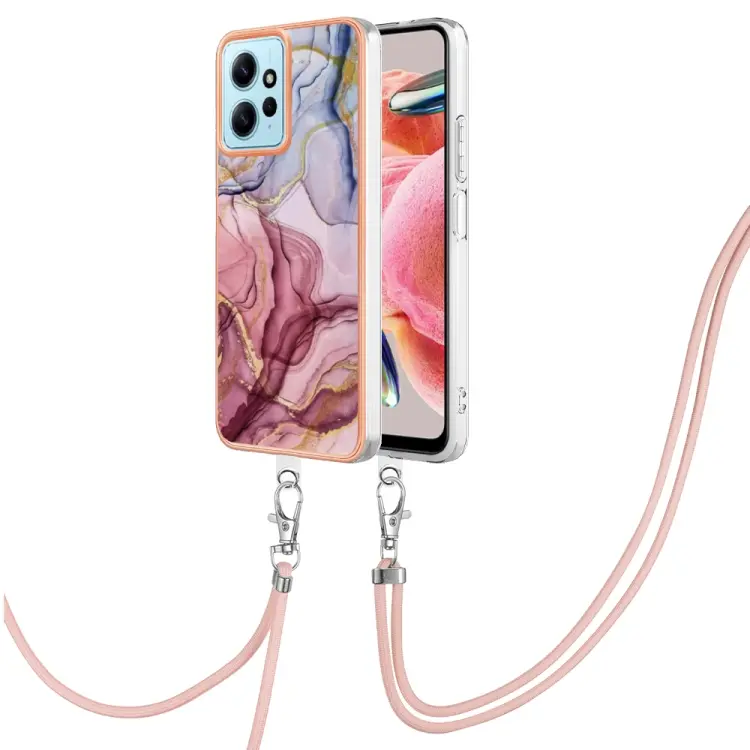 Electroplating Marble Dual-side IMD Phone Case with Lanyard, Series 1