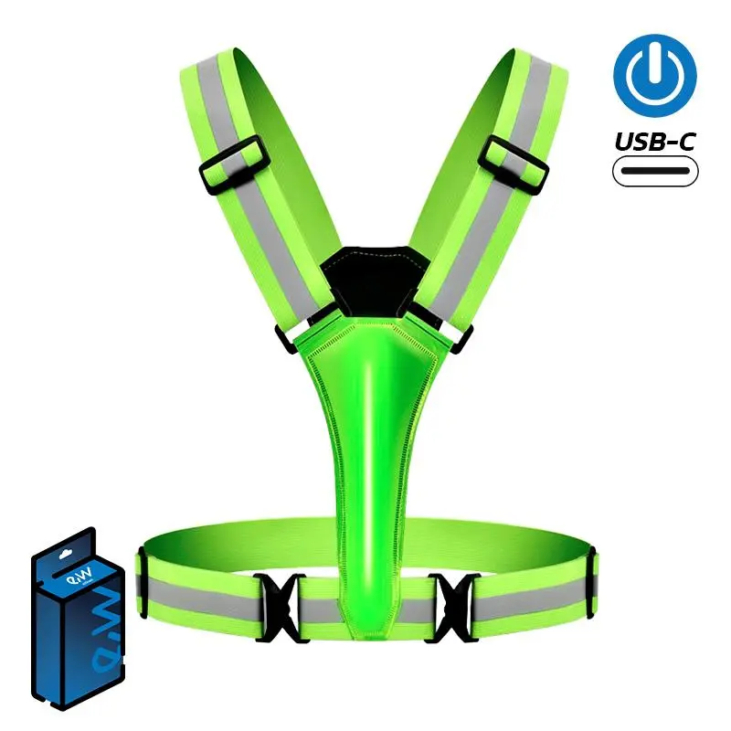 eWheel Reflektierende neon Weste mit LED Beleuchtung