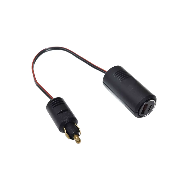 Flexibler Adapter Bordsteckdose auf Zigarettenanzünder mit Ladeeinsatz (2xUSB-A) Quick-Charge