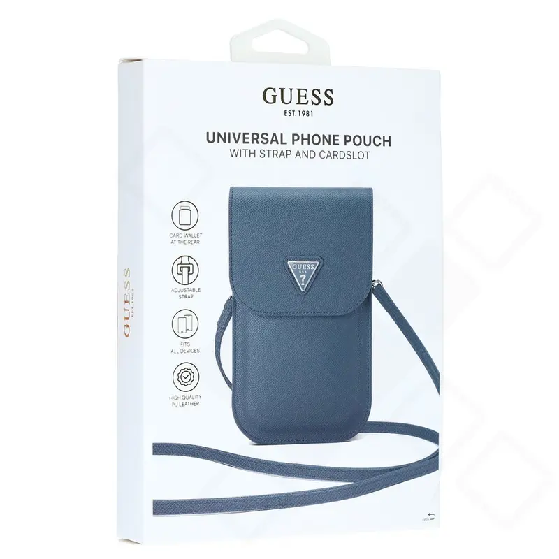 Guess PU Grained Triangle Logo Phone Bag
