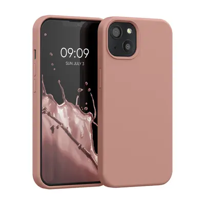 Gummierte Silikon Hülle für Apple iPhone 13 in Orange Clay