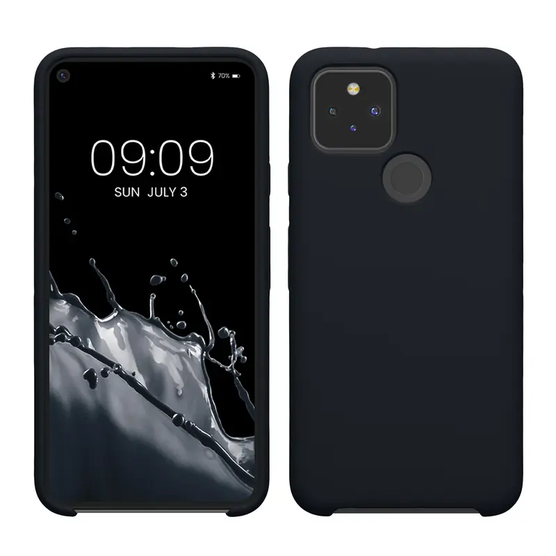Gummierte Silikon Hülle für Google Pixel 5 in Heidelbeerblau