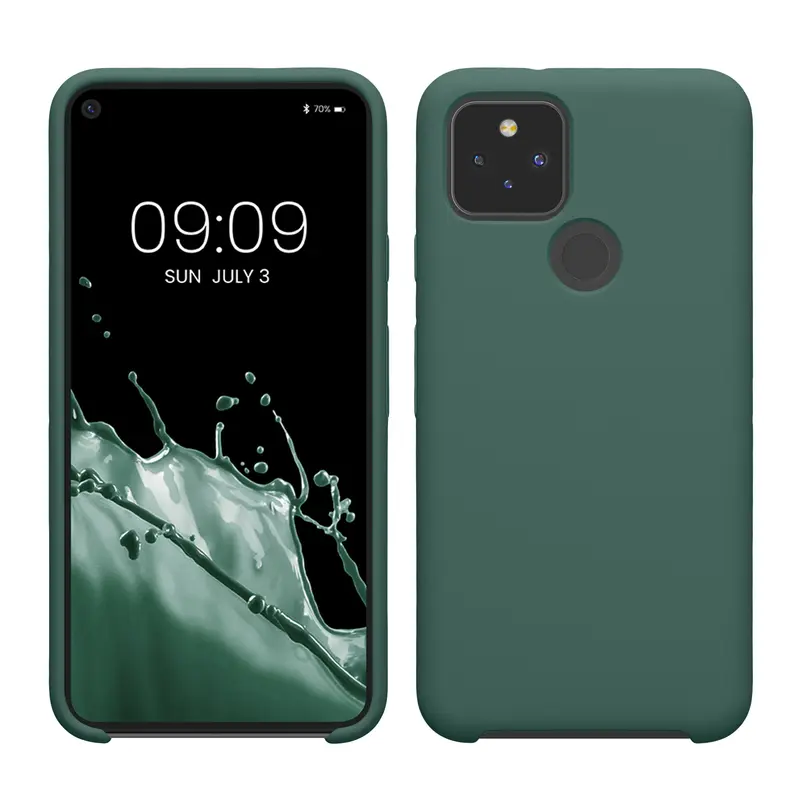 Gummierte Silikon Hülle für Google Pixel 5 in Tannengrün