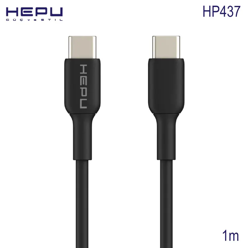 HEPU Cord PD Datenkabel Typ-C to Typ-C 60W 100cm – Schwarz