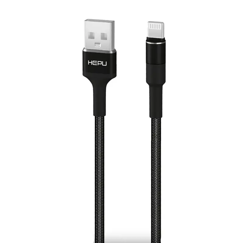 HEPU Datenkabel Cord 3,1A USB-A to Lightning 100cm – Schwarz
