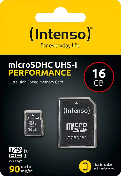 INTENSO microSDHC Card 16GB, Performance, Class 10, U1