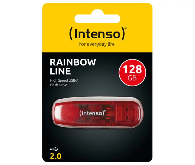 INTENSO USB 2.0 Stick 128GB, Rainbow Line, rot