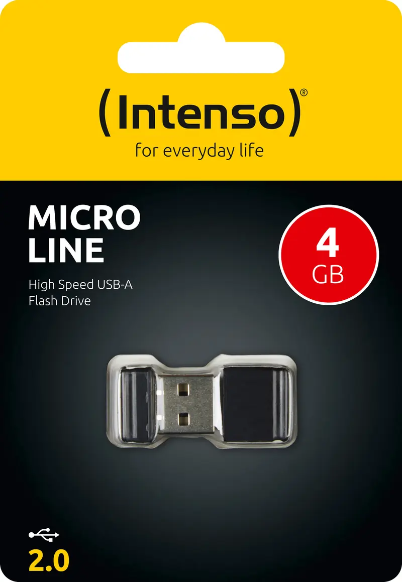 INTENSO USB 2.0 Stick 4GB, Micro Line, schwarz