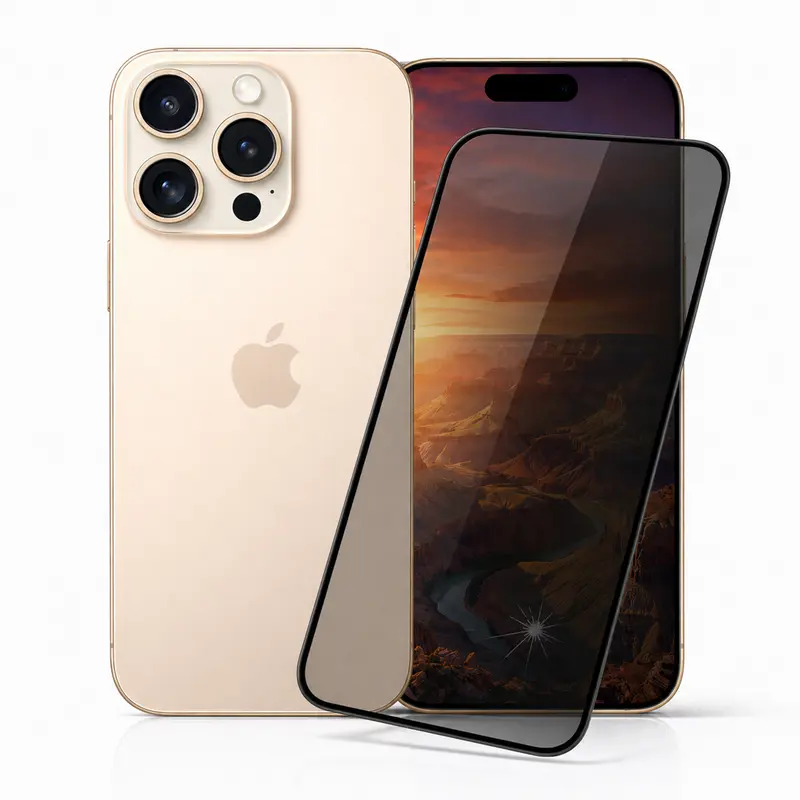 iPhone 15 Pro Panzerglas Sichtschutz – Privacy 9H