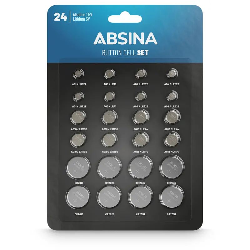 Knopfzellenset mit 8 Sorten, Alkaline und Lithium