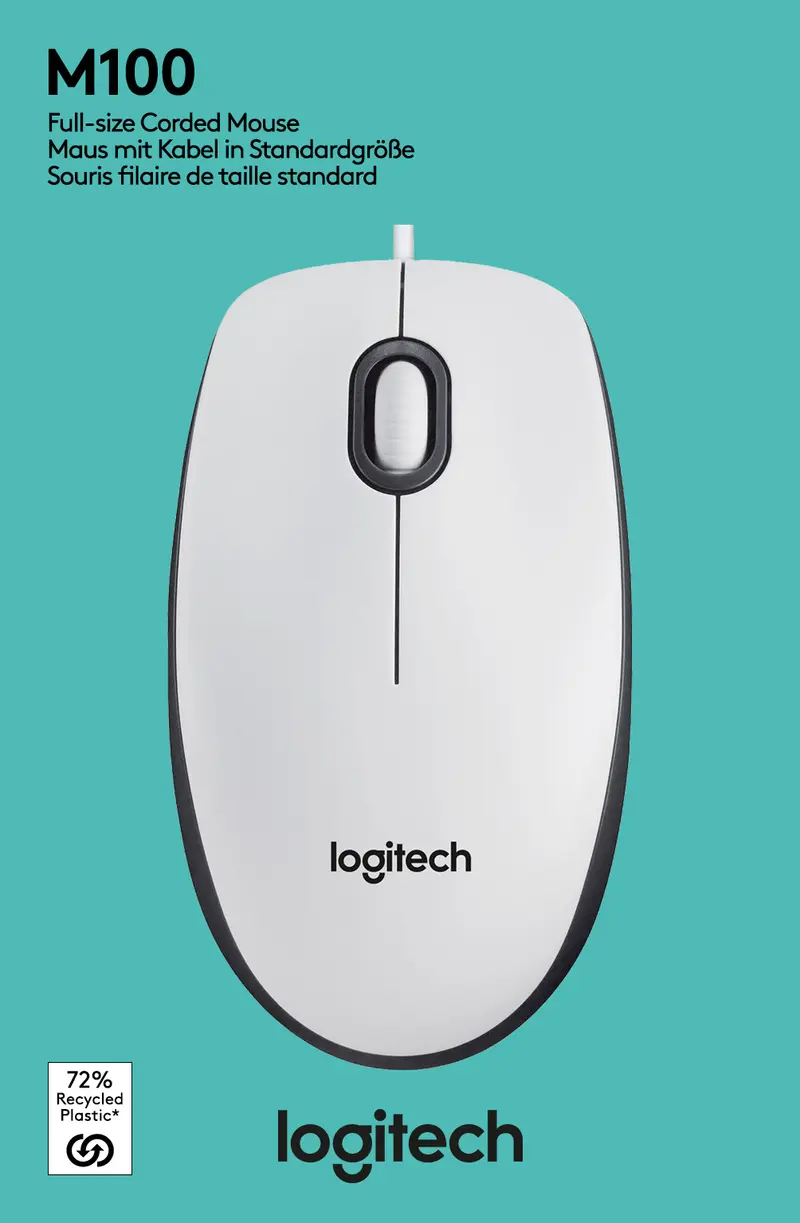 LOGITECH Maus M100, USB, weiss