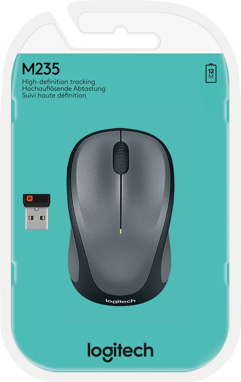 LOGITECH Maus M235, Wireless, grau