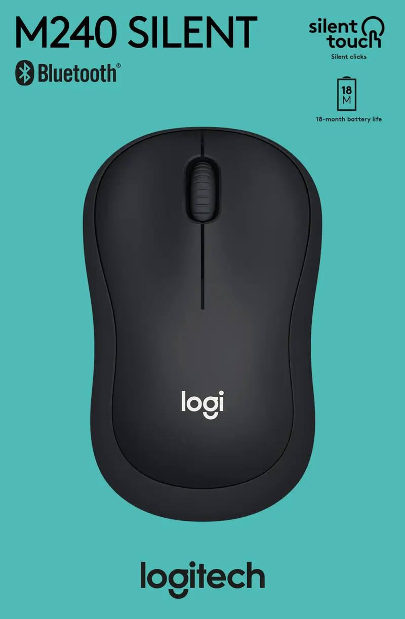 LOGITECH Maus M240, Silent, Wireless, Bluetooth, grafit
