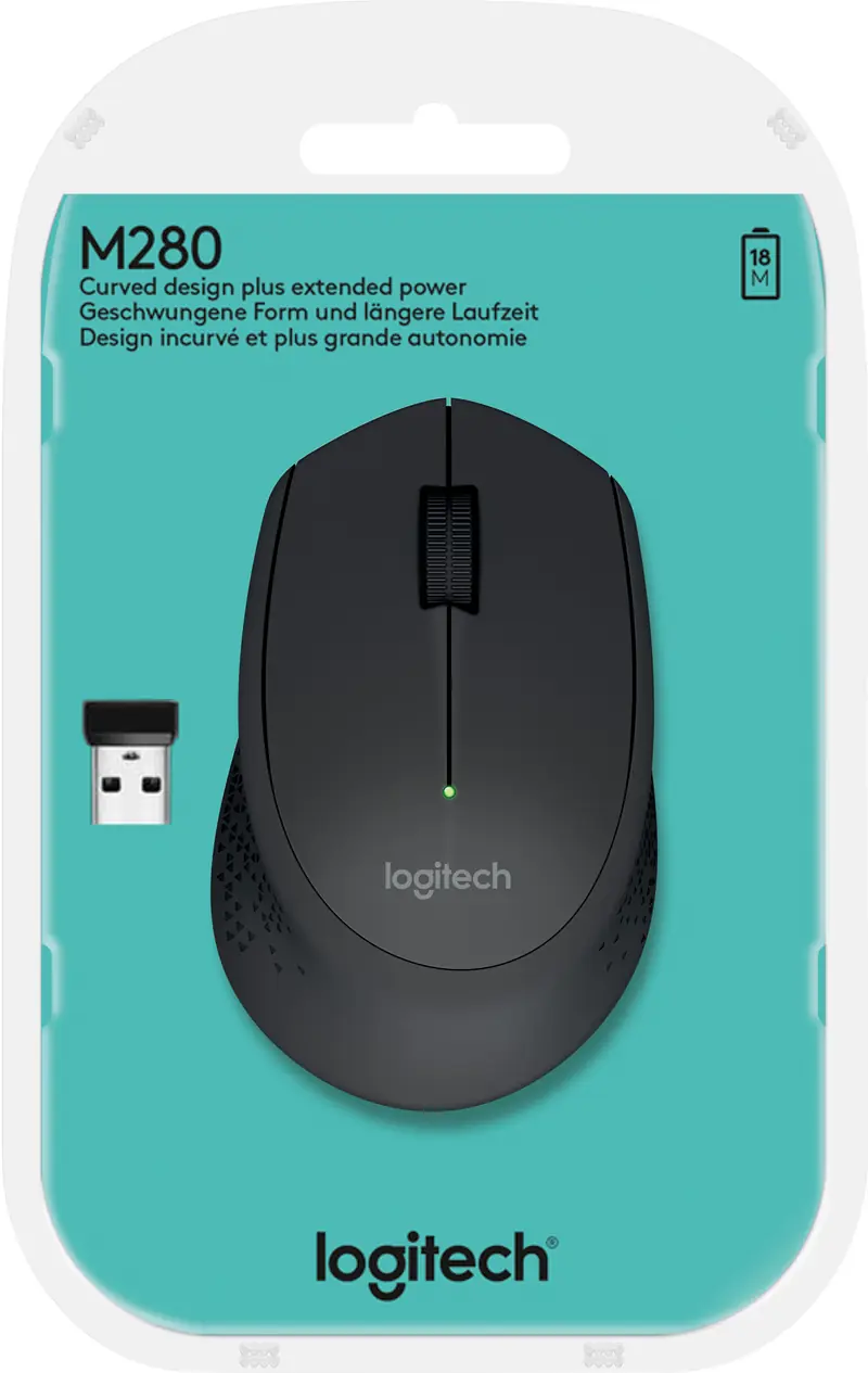 LOGITECH Maus M280, Wireless, schwarz