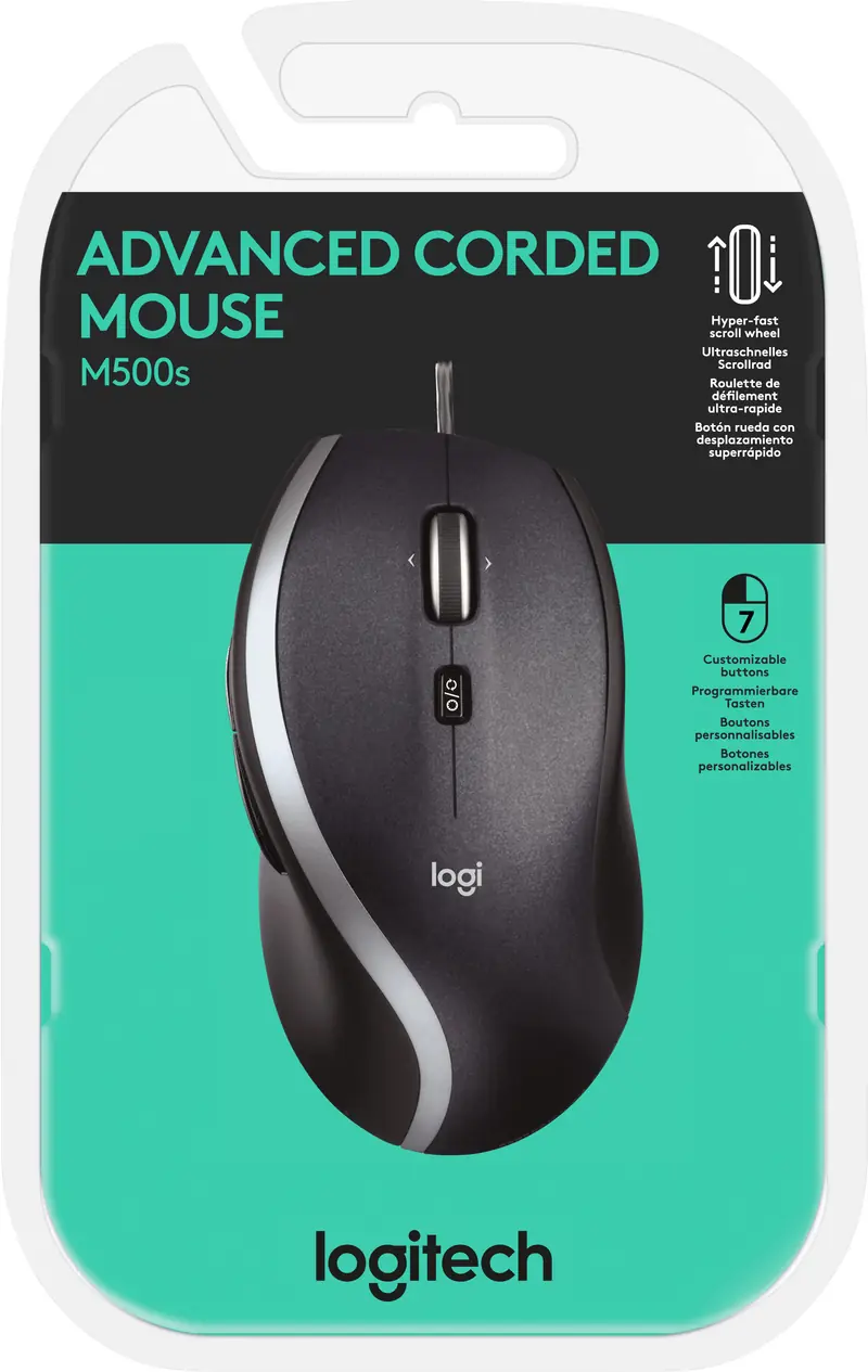 LOGITECH Maus M500S, Advanced, USB, schwarz