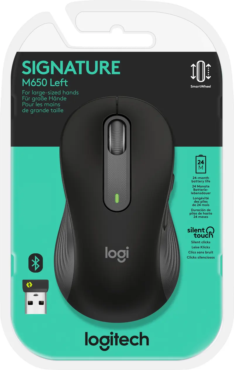 LOGITECH Maus M650 L, Signature, Wireless, Bluetooth, grafit