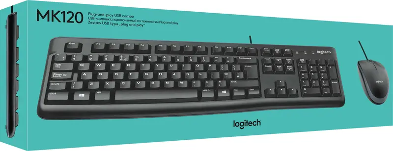 LOGITECH Tastatur-Maus Set MK120, USB, schwarz