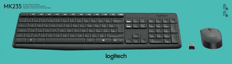 LOGITECH Tastatur-Maus Set MK235, Wireless, anthrazit