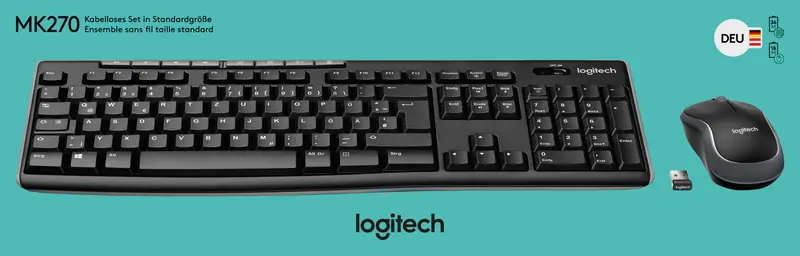 LOGITECH Tastatur-Maus Set MK270, Wireless, schwarz