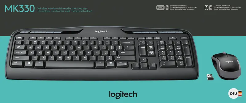 LOGITECH Tastatur-Maus Set MK330, Wireless, schwarz