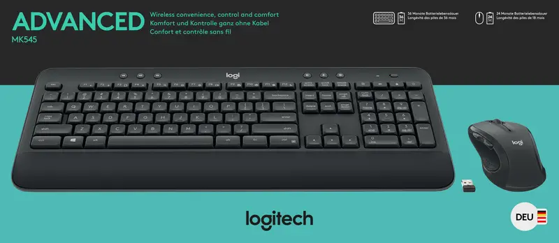 LOGITECH Tastatur-Maus Set MK545, Wireless, schwarz