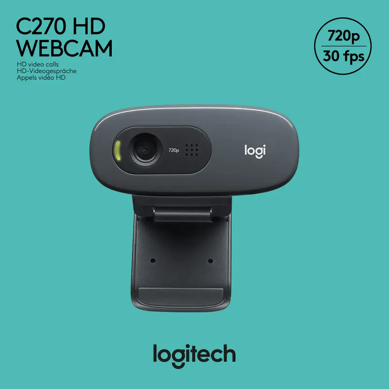 LOGITECH Webcam C270, HD 720p, schwarz