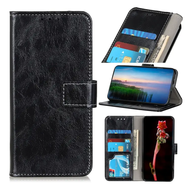 Retro Crazy Horse Texture Horizontal Flip Leather Phone Case, For OnePlus Ace Pro / 10T