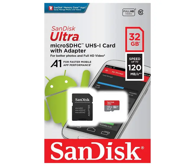 SANDISK microSDHC Card 32GB, Ultra, Class 10, U1, A1
