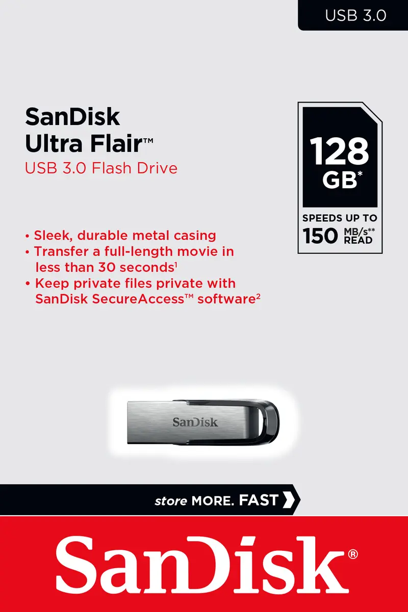 SANDISK USB 3.0 Stick 128GB, Ultra Flair
