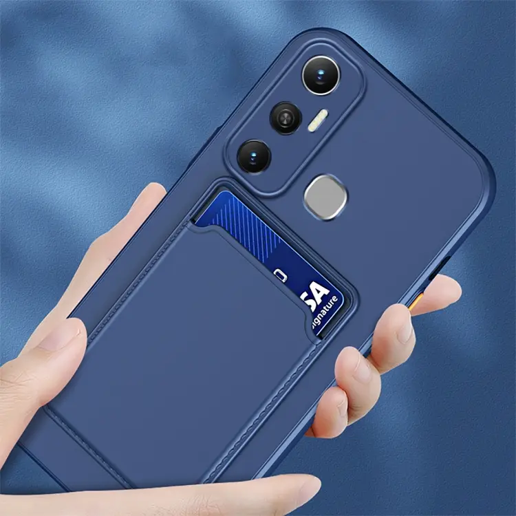 Skin Feel Card Contrast Color Button TPU Phone Case