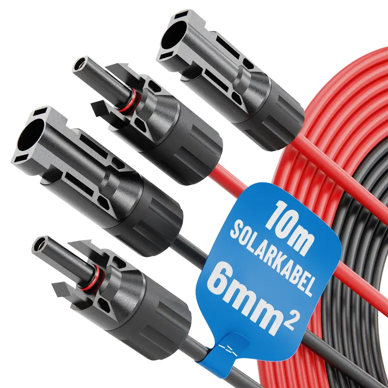 Solarkabel 6 mm², 10 m, mit Solarsteckern