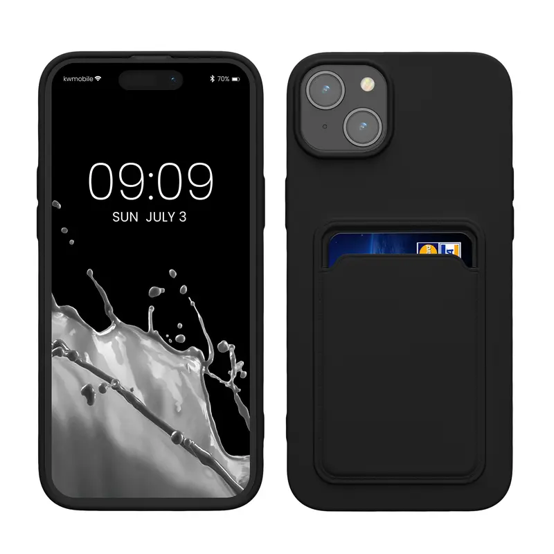 TPU Hülle mit Kartenfach für Apple iPhone 15 Plus Schwarz