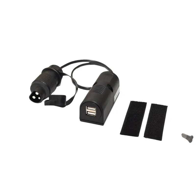 USB Ladekabel mit 3-Pol Traktor Stecker DIN 9680 auf Aufbaudose 2x USB-A
