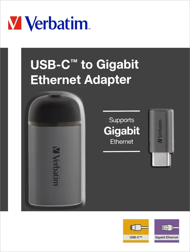 VERBATIM Adapter, USB 3.1-C, RJ45 Gigabit, silber