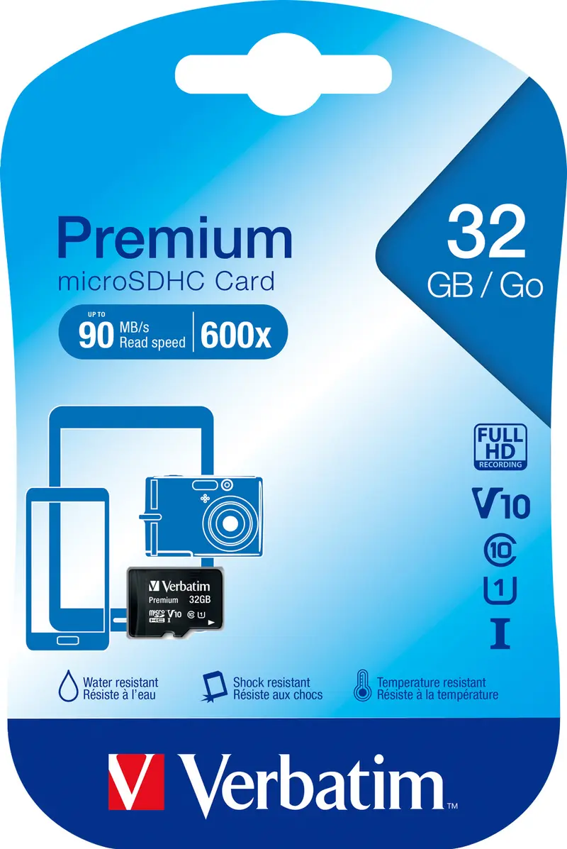 VERBATIM microSDHC Card 32GB, Premium, Class 10, U1