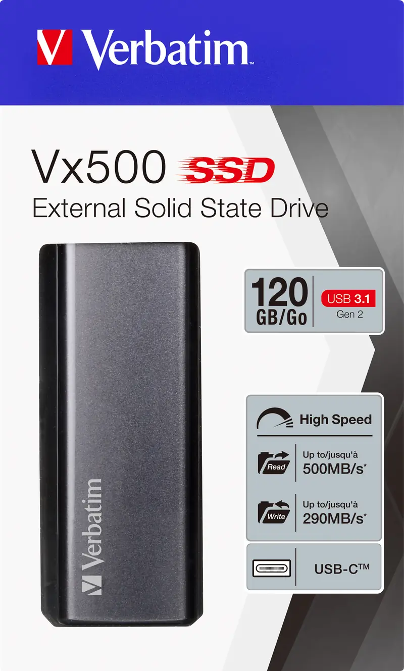 VERBATIM SSD 120GB, USB 3.2, Typ A-C, Vx500