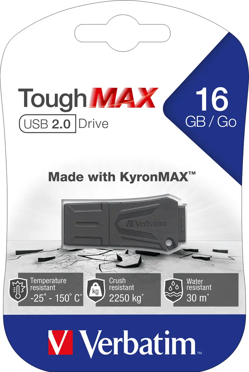 VERBATIM USB 2.0 Stick 16GB, ToughMAX, schwarz