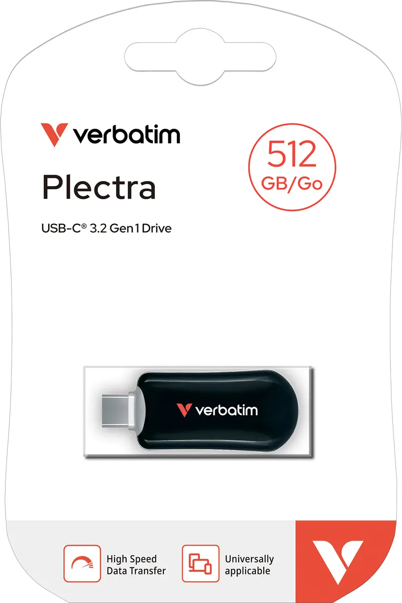 VERBATIM USB 3.2 Stick 512GB, Plectra, schwarz