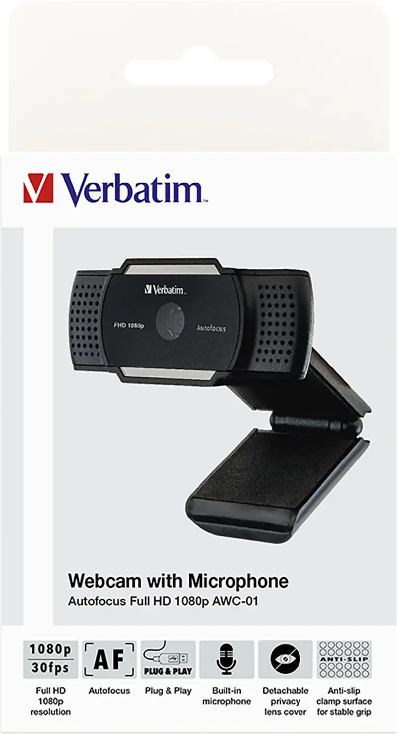 VERBATIM Webcam AWC-01, Full HD 1080p, schwarz