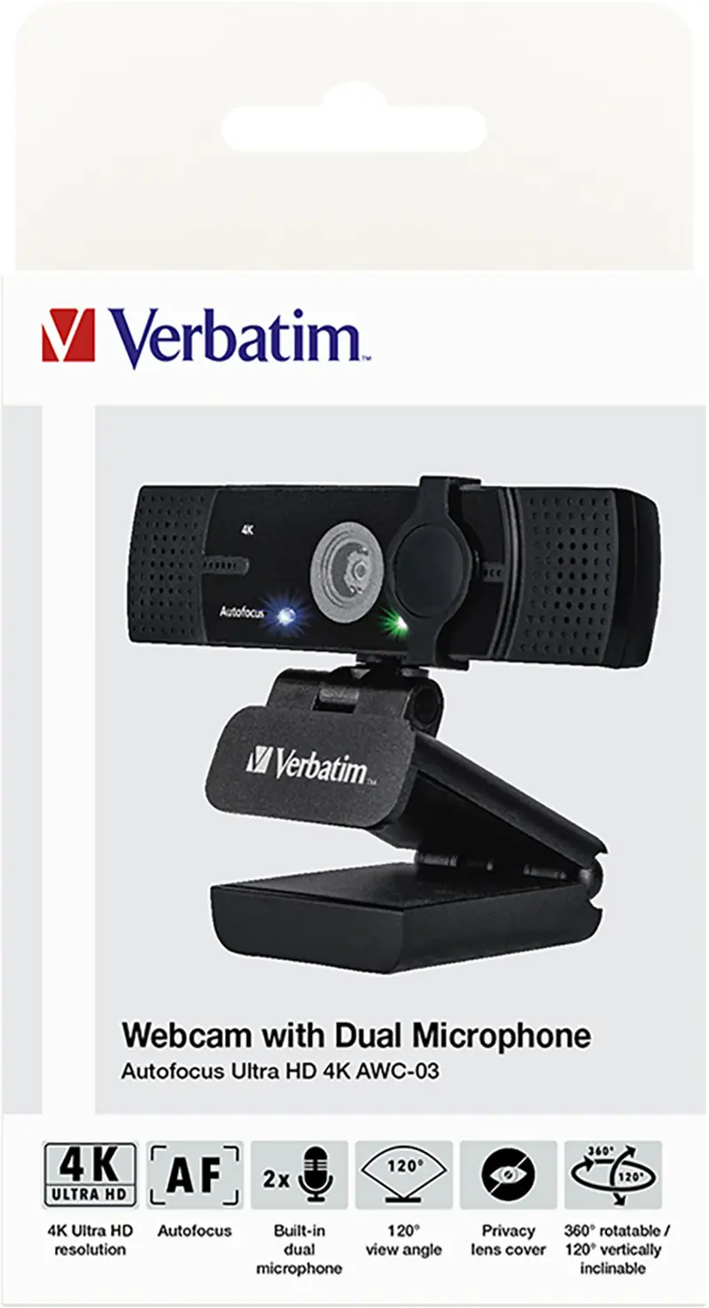 VERBATIM Webcam AWC-03, 4K Ultra HD, schwarz